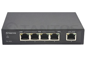 TSn-4P5S 5-портовый Ethernet Passive PoE коммутатор. 4 POE порта Ethernet 10/100Мб , 1 порт 10/100Мб Ethernet, Бюджет PoE 60 Вт